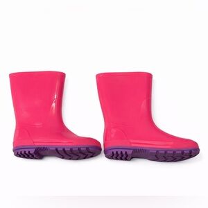 Pink Rain Boots with Purple Soles